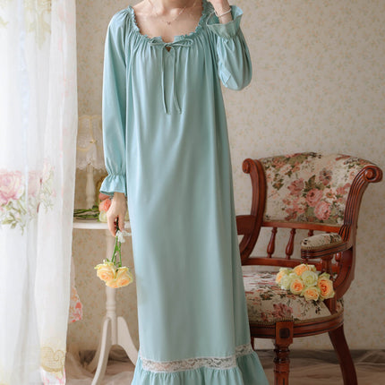 Women's Cotton Nightgown Vintage Sleepwear Victorian Lace Nightdress