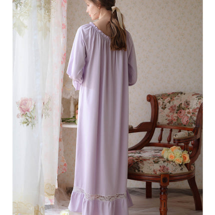 Women's Cotton Nightgown Vintage Sleepwear Victorian Lace Nightdress