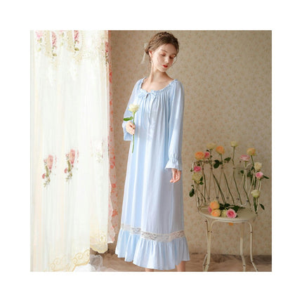 Women's Cotton Nightgown Vintage Sleepwear Victorian Lace Nightdress