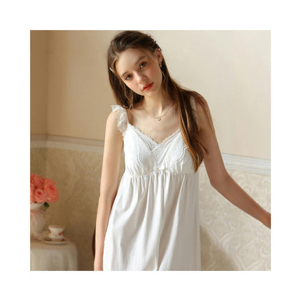 Women's Nightdress Sleeveless Sleepwear Lace Nightshirt Victorian Nightgown