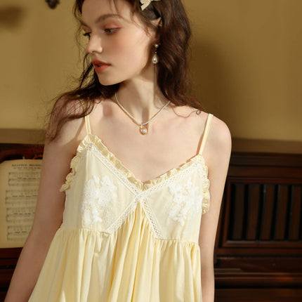 Women's Lace Nightgown Sexy Sleeveless Sleep Dress Victorian Nightdress