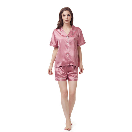 Women's Silk Satin Pajamas Set Two-piece Pj Sets Sleepwear Loungewear Button-Down Pj Sets