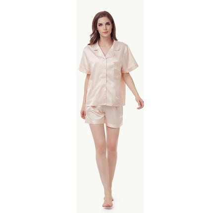 Women's Silk Satin Pajamas Set Two-piece Pj Sets Sleepwear Loungewear Button-Down Pj Sets