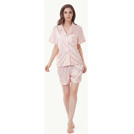 Women's Silk Satin Pajamas Set Two-piece Pj Sets Sleepwear Loungewear Button-Down Pj Sets