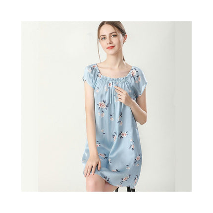 Chemise For Women Short Sleeve Nightgown Silk Sleepwear Nightdress