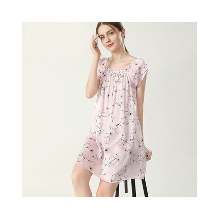 Chemise For Women Short Sleeve Nightgown Silk Sleepwear Nightdress