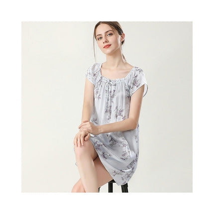 Chemise For Women Short Sleeve Nightgown Silk Sleepwear Nightdress