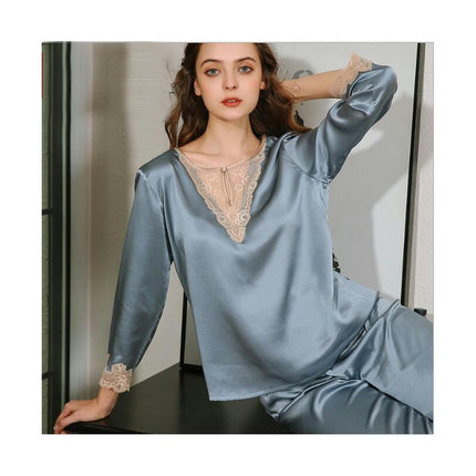 Women Silk Pajamas Set 2 Piece Sleepwear 3/4 Sleeve Silky Pyjamas Set