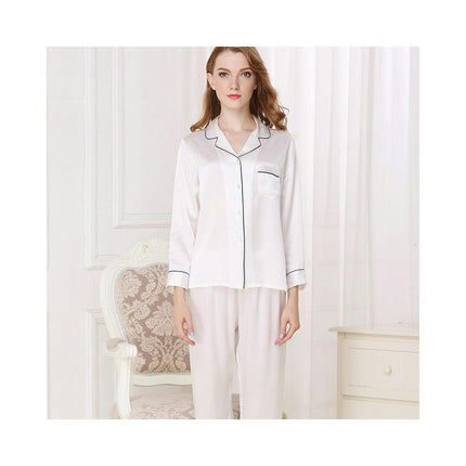 Women Long Sleeve Button Down Sleepwear Soft Silk Loungewear Pjs Set