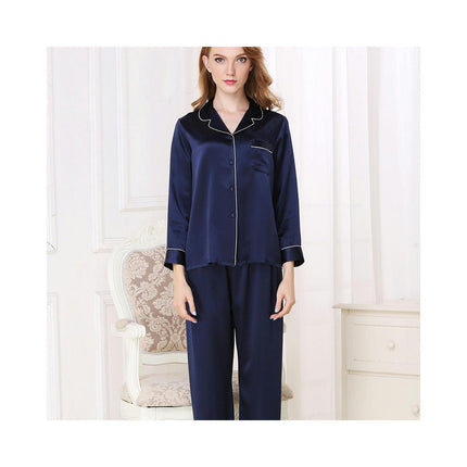 Women Long Sleeve Button Down Sleepwear Soft Silk Loungewear Pjs Set