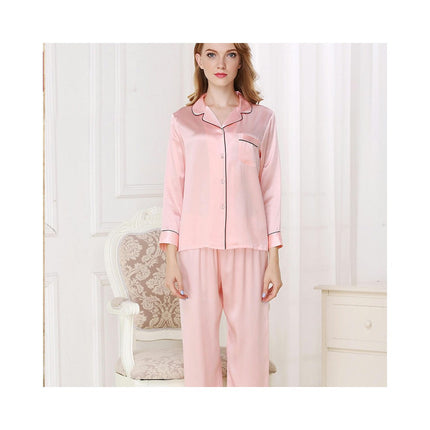 Women Long Sleeve Button Down Sleepwear Soft Silk Loungewear Pjs Set