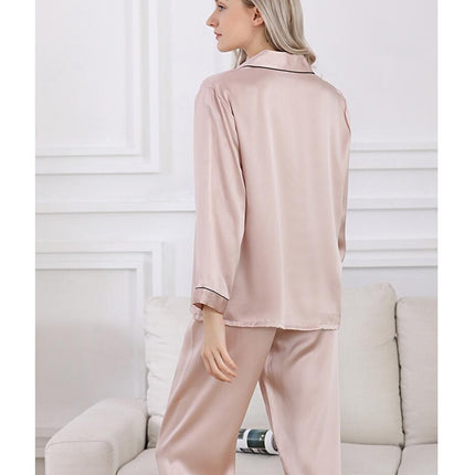 Women Silk Pajamas Set Long Sleeve Ladies PJ Sets Button-Down Pajama Loungewear