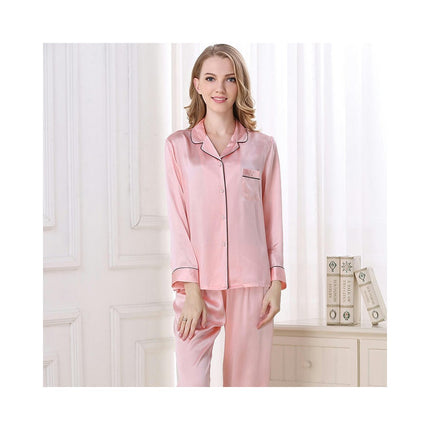 Women Silk Pajamas Set Long Sleeve Ladies PJ Sets Button-Down Pajama Loungewear