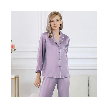 Women Silk Pajamas Set Long Sleeve Ladies PJ Sets Button-Down Pajama Loungewear