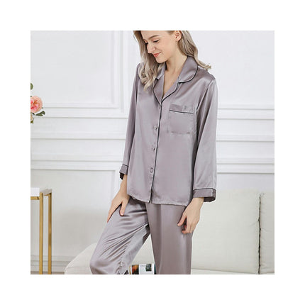 Women Silk Pajamas Set Long Sleeve Ladies PJ Sets Button-Down Pajama Loungewear