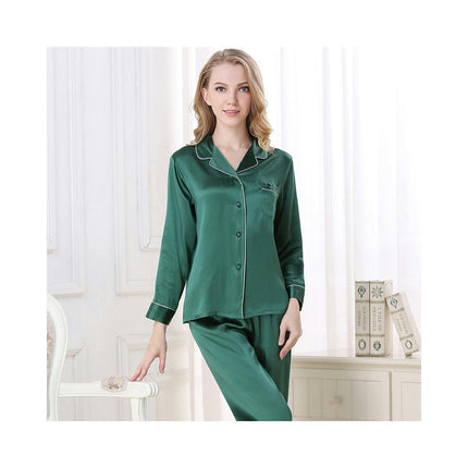 Women Silk Pajamas Set Long Sleeve Ladies PJ Sets Button-Down Pajama Loungewear