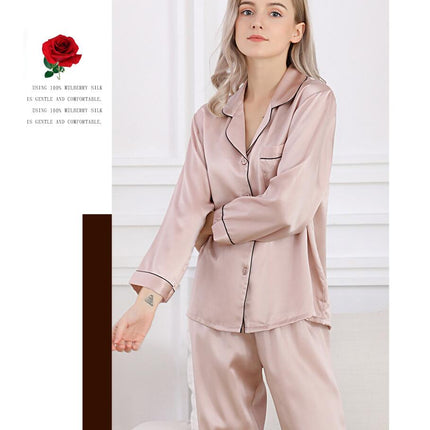 Women Silk Pajamas Set Long Sleeve Ladies PJ Sets Button-Down Pajama Loungewear