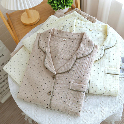 Cotton Pajamas For Women Two-Piece Set Long Sleeve Pajamas Pants Sleepwear