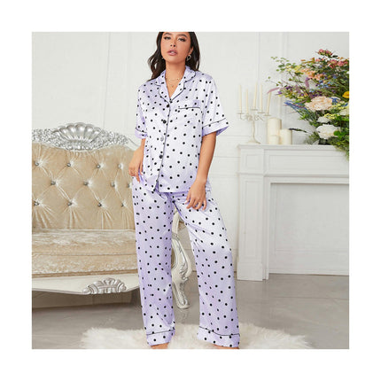 Women Two-Piece Nightwear Short Sleeve Sleepwear Soft Button Down Loungewear Pjs Set