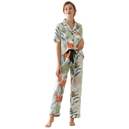 Women Two-Piece Nightwear Short Sleeve Sleepwear Soft Button Down Loungewear Pjs Set