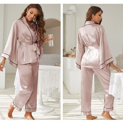 Women's Pajama Set Silk Satin Pajamas Long 2pc Sleepwear Set Loungewear