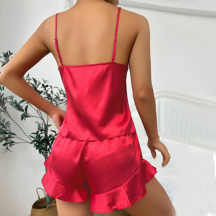 Women's Sexy Silk Satin Pajamas Sets Cami Shorts Sets Sleepwear