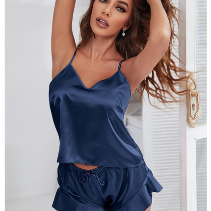 Women's Sexy Silk Satin Pajamas Sets Cami Shorts Sets Sleepwear