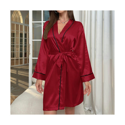 Women's Silk Robes Bride Bridesmaid Satin Bathrobe V Neck Sleepwear