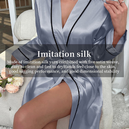 Women's Silk Robes Bride Bridesmaid Satin Bathrobe V Neck Sleepwear