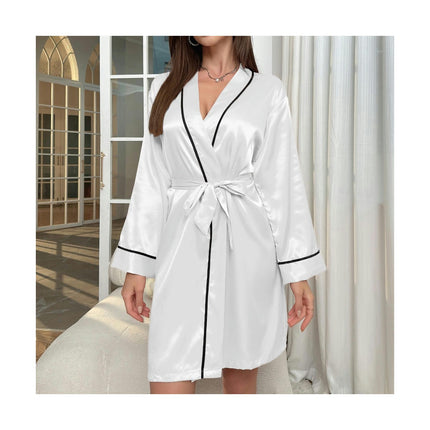 Women's Silk Robes Bride Bridesmaid Satin Bathrobe V Neck Sleepwear