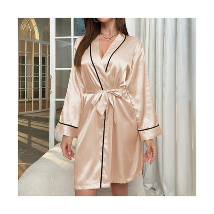 Women's Silk Robes Bride Bridesmaid Satin Bathrobe V Neck Sleepwear