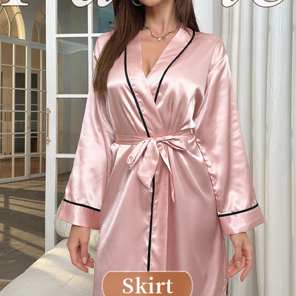 Women's Silk Robes Bride Bridesmaid Satin Bathrobe V Neck Sleepwear