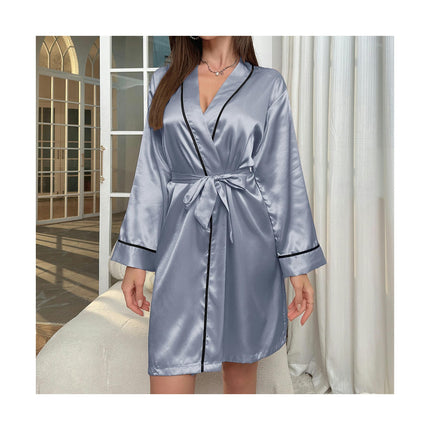 Women's Silk Robes Bride Bridesmaid Satin Bathrobe V Neck Sleepwear