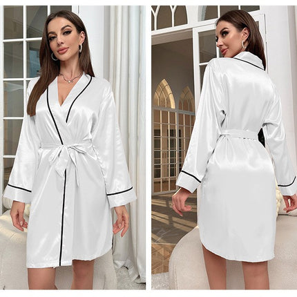 Women's Silk Robes Bride Bridesmaid Satin Bathrobe V Neck Sleepwear