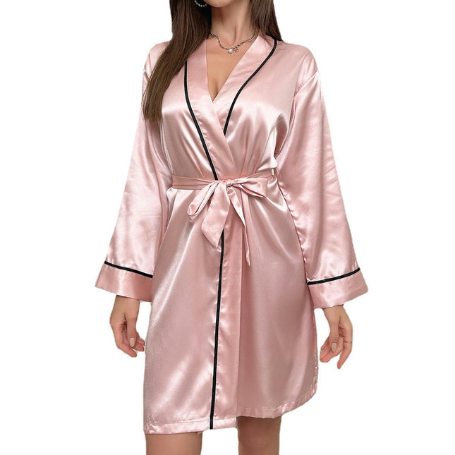 Women's Silk Robes Bride Bridesmaid Satin Bathrobe V Neck Sleepwear