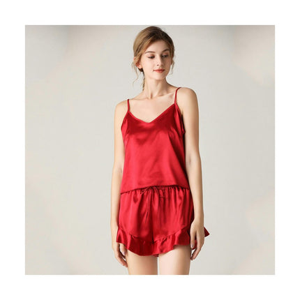 Women's Cami Tops and Shorts Satin Lingerie V Neck Sleepwear