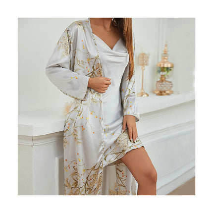 Women's Satin Nightgown with Robes Cami Sleep Dress Set 2 Piece