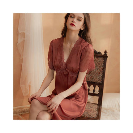 Women's Sleepwear Lace V Neck Nightgown Sleep Dress