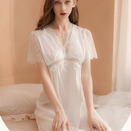 Women's Sleepwear Lace V Neck Nightgown Sleep Dress