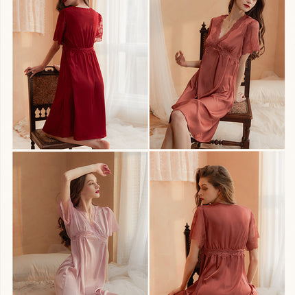 Women's Sleepwear Lace V Neck Nightgown Sleep Dress