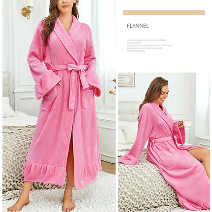 Plush Robes For Women Soft Warm Fleece Bathrobe for Women-A2