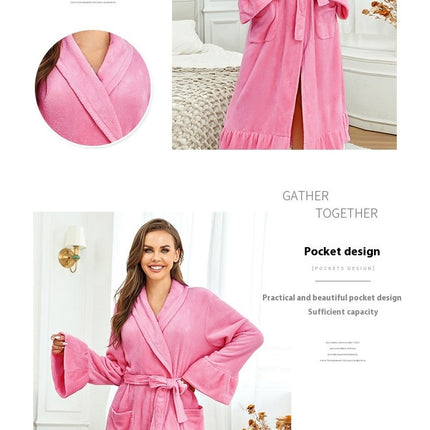 Plush Robes For Women Soft Warm Fleece Bathrobe for Women-A2