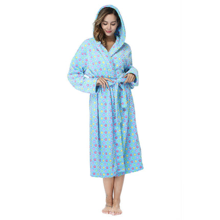 Plush Robes for Women Fuzzy Soft Warm Fleece Hooded Bathrobe