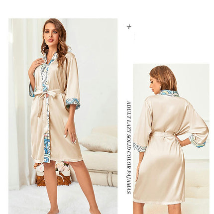 Women's Satin Robe Silk Kimono Bathrobe Loungewear