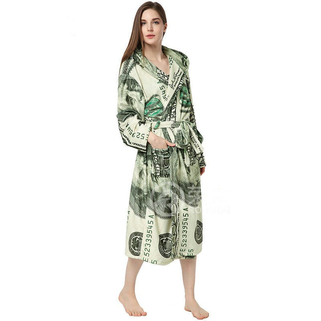 Women Fleece Robe Long Soft Plush Bathrobe with Pockets