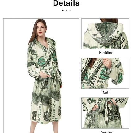 Women Fleece Robe Long Soft Plush Bathrobe with Pockets