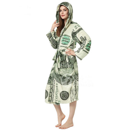 Women Fleece Robe Long Soft Plush Bathrobe with Pockets