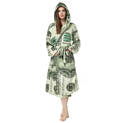 Women Fleece Robe Long Soft Plush Bathrobe with Pockets