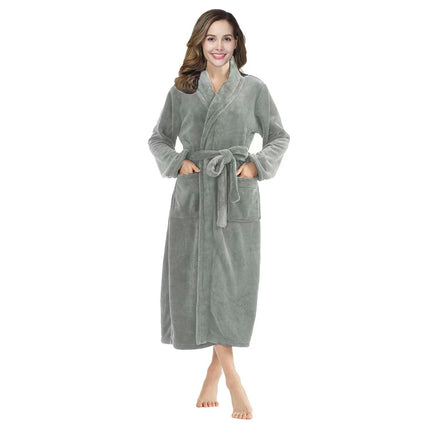 Women's Fuzzy Plush Fleece Winter Robe Warm Soft Fluffy Bathrobe