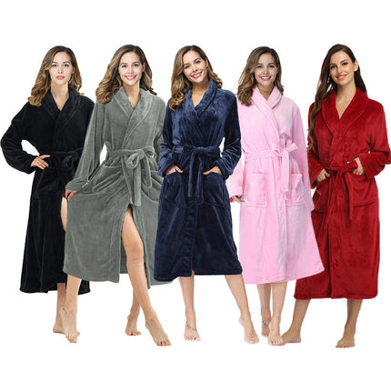 Women's Fuzzy Plush Fleece Winter Robe Warm Soft Fluffy Bathrobe